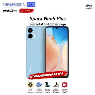 Sparx - Neo 5 Plus - Smartphone - 3GB RAM - 64GB Storage - Blue - The Original Bro Mobiles | Jodiabaazar.com