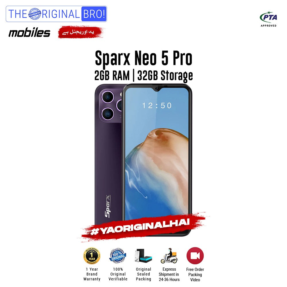 Sparx - Neo 5 Pro - Smartphone - 2GB RAM - 32GB Storage - Purple - The Original Bro Mobiles | Jodiabaazar.com