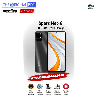 Sparx - Neo 6 - 3GB RAM - 32GB Storage - Grey - PTA Approved - The Original Bro | Jodiabaazar.com