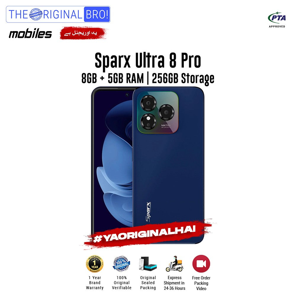 Sparx - Ultra 8 Pro - 8GB RAM - 256GB Storage - Blue - PTA Approved - The Original Bro | Jodiabaazar.com