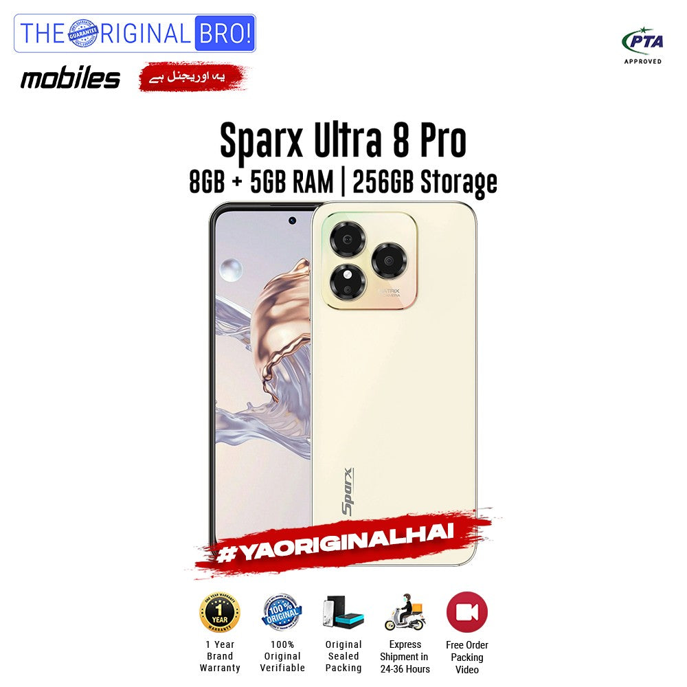 Sparx - Ultra 8 Pro - 8GB RAM - 256GB Storage - White - PTA Approved - The Original Bro | Jodiabaazar.com