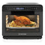 Nutricook oven with a roasted chicken inside on a white background