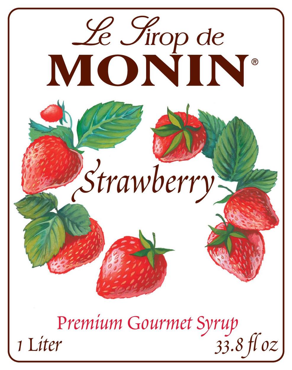 Monin - Strawberry Fraise/Strawberry Syrup - Classic Sweetness- 1 Liter - Le Sirop De Monin