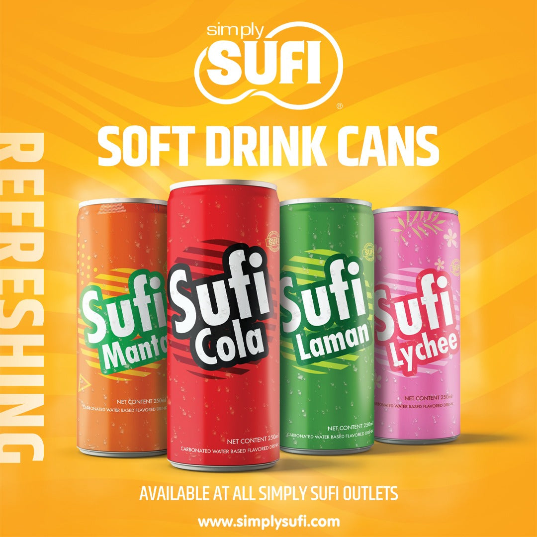 Sufi - Lychee - Flavored Soft Drink - 250 ML - 12 Cans - 1 Pack