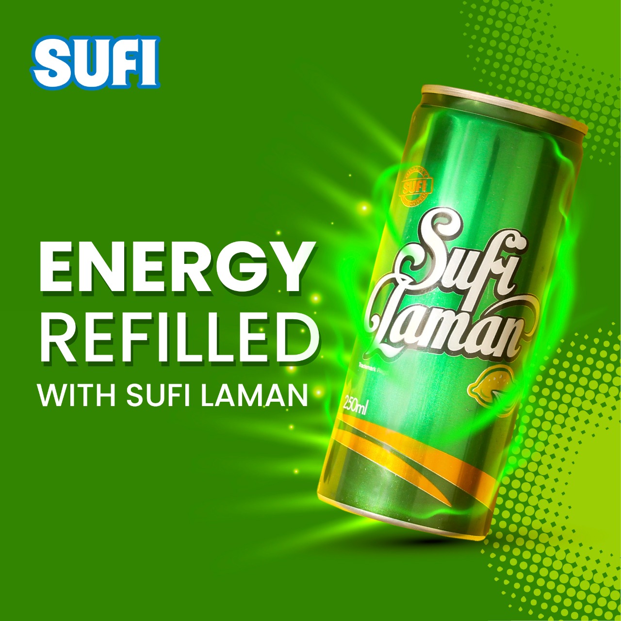 Sufi - Laman - Classic - Lemon - Flavored Soft Drink - 250 ML - 12 Cans - 1 Pack
