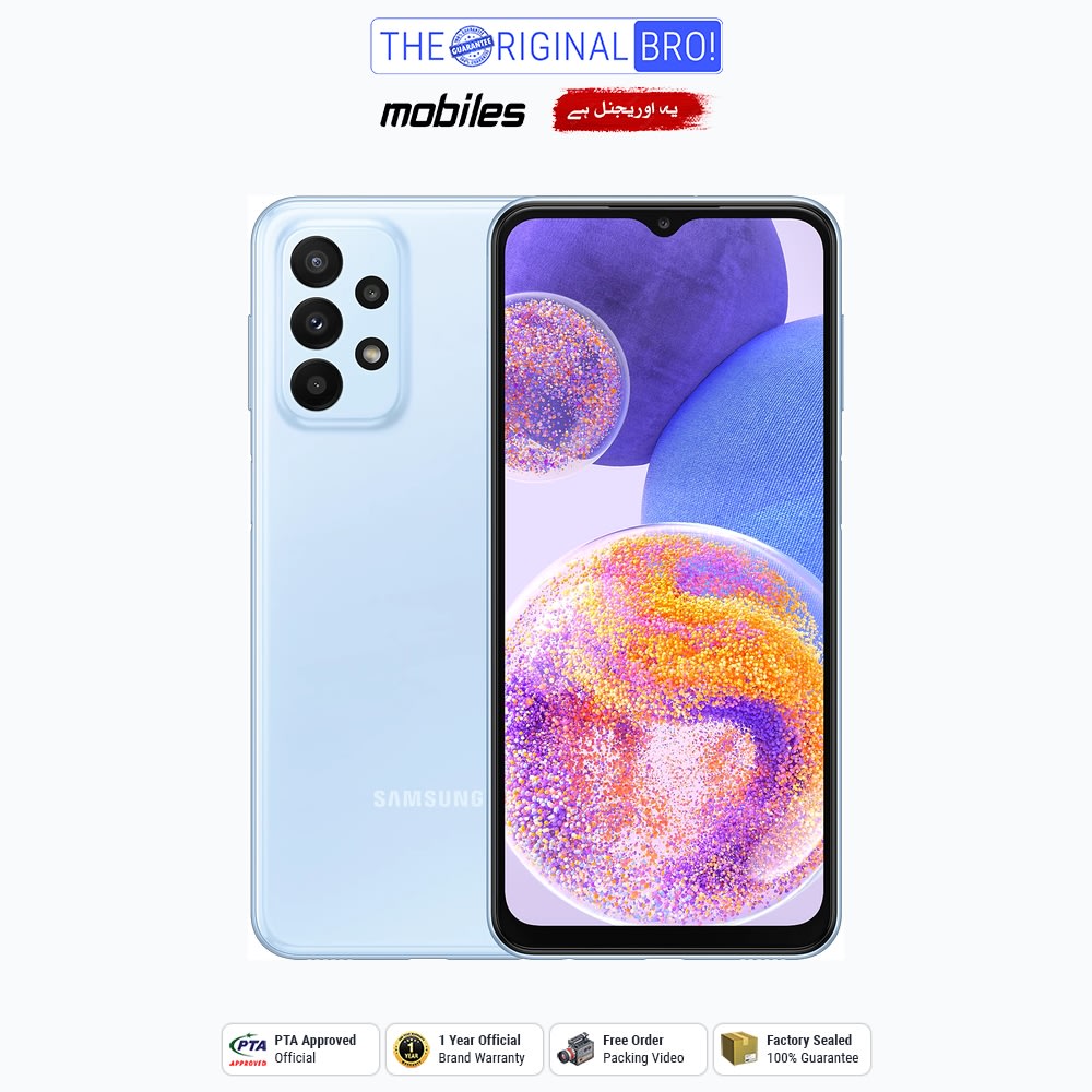 Samsung Galaxy A23 | 6GB - 128GB | PTA Approved | 1 Year Official Warranty | Factory Sealed | The Original Bro Mobiles