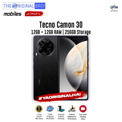 Tecno - Camon 30 - Smartphone - 12GB RAM - 256GB Storage - Black - The Original Bro Mobiles | Jodiabaazar.com