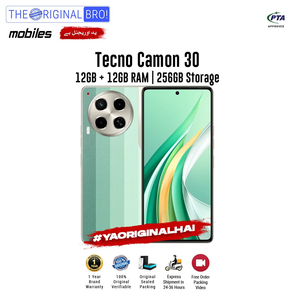 Tecno - Camon 30 - Smartphone - 12GB RAM - 256GB Storage - Green - The Original Bro Mobiles | Jodiabaazar.com