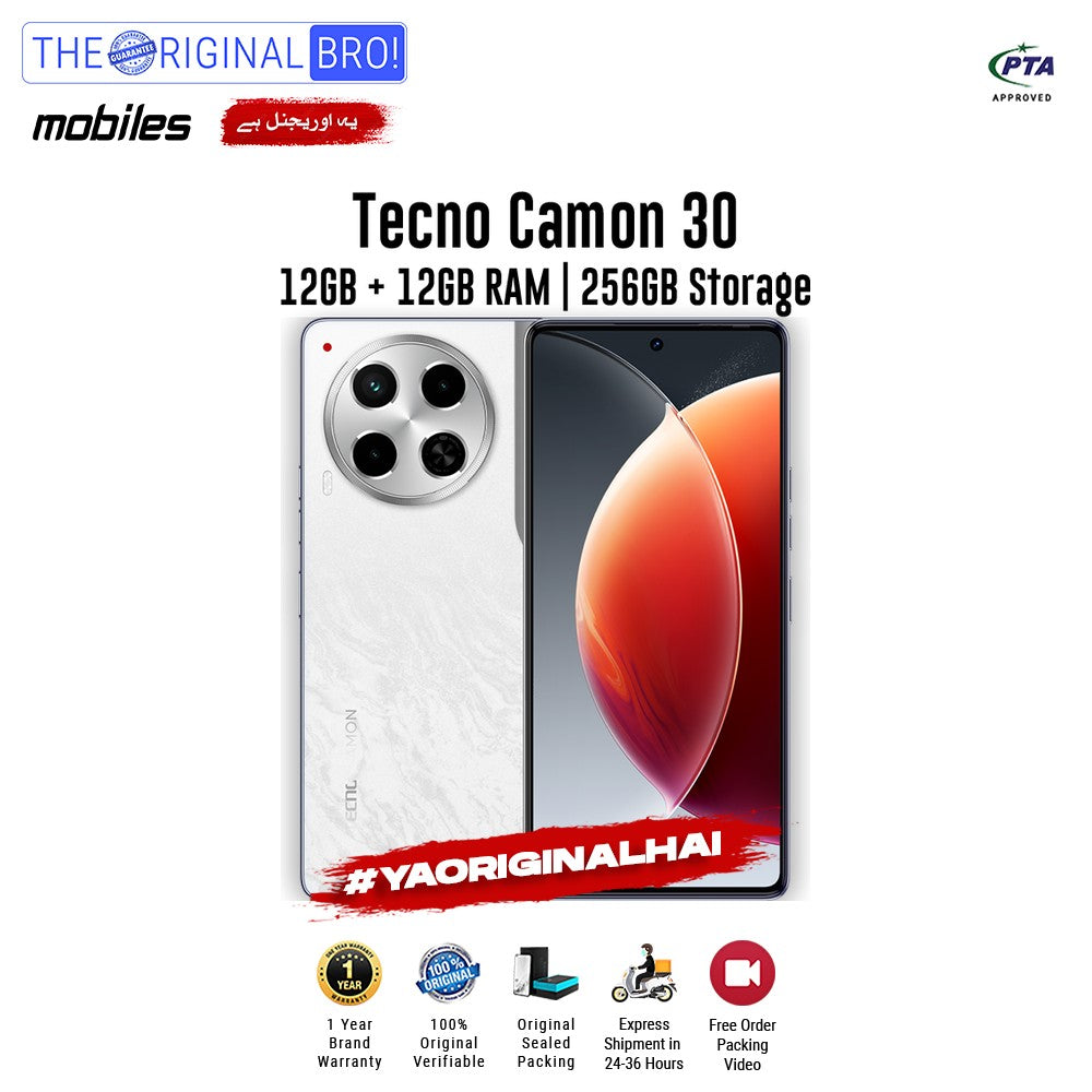 Tecno - Camon 30 - Smartphone - 12GB RAM - 256GB Storage - White - The Original Bro Mobiles | Jodiabaazar.com