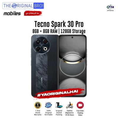 Tecno - Spark 30 Pro - Smartphone - 8GB RAM - 128GB Storage - Black - The Original Bro Mobiles | Jodiabaazar.com