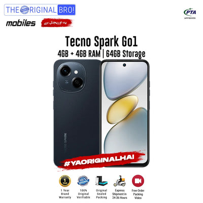 Tecno - Spark Go 1 - Smartphone - 4GB RAM - 64GB Storage - Black - The Original Bro Mobiles | Jodiabaazar.com