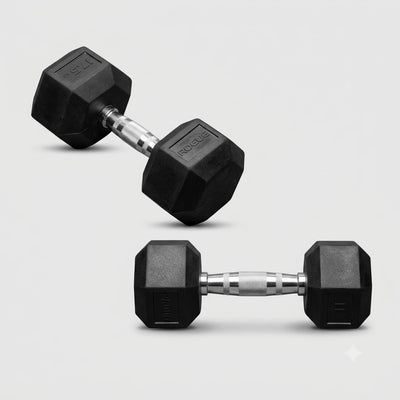 Hex Rubber Dumbbell Pair – 10 kg Total (5 kg x 2) Heavy-Duty Strength Training Set (Rs. 330/kg)