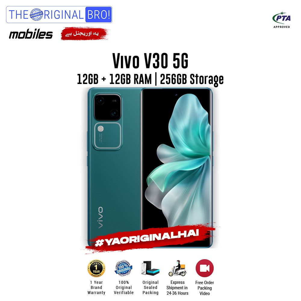 Vivo - V30 5G - Smartphone - 12GB RAM - 256GB Storage - Green - The Original Bro Mobiles | Jodiabaazar.com