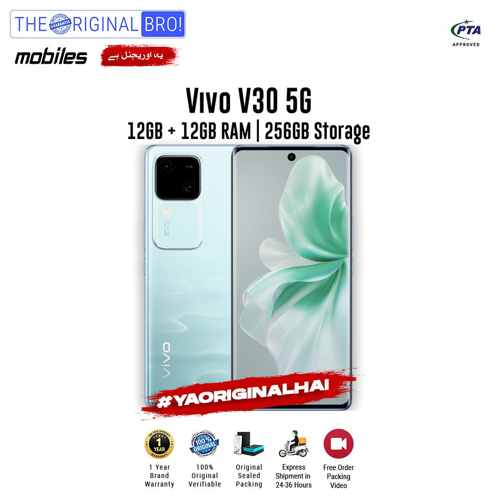 Vivo - V30 5G - Smartphone - 12GB RAM - 256GB Storage - Blue - The Original Bro Mobiles | Jodiabaazar.com