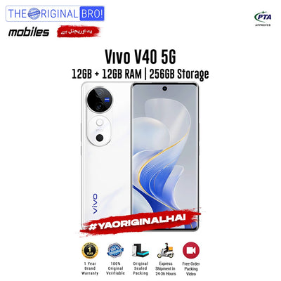 Vivo - V40 5G - Smartphone - 12GB RAM - 256GB Storage - White - The Original Bro Mobiles | Jodiabaazar.com