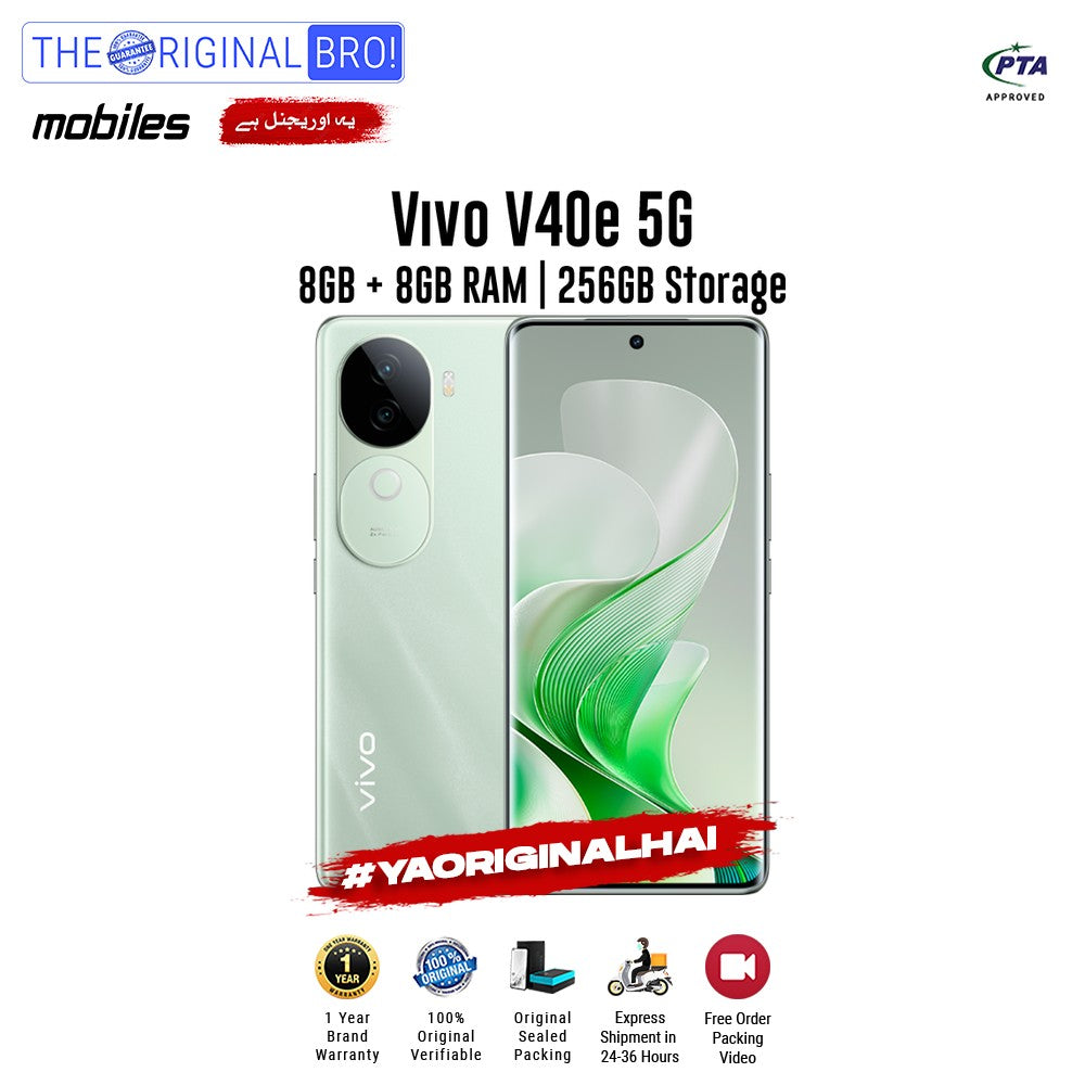 Vivo - V40e 5G - Smartphone - 8GB RAM - 256GB Storage - Green - The Original Bro Mobiles | Jodiabaazar.com