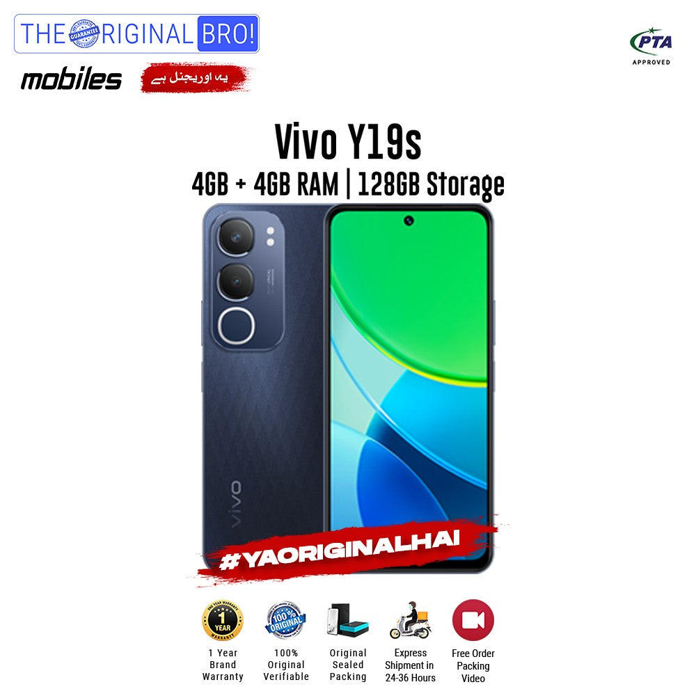 Vivo - Y19s - Smartphone - 4GB RAM - 128GB Storage - Black - The Original Bro Mobiles | Jodiabaazar.com