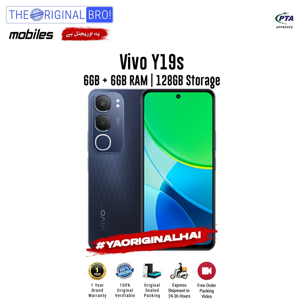 Vivo - Y19s - Smartphone - 6GB RAM - 128GB Storage - Black - The Original Bro Mobiles | Jodiabaazar.com