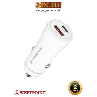 Westpoint Fast Car Charger WP-90 – Dual Port 48W (30W USB-C PD + 18W USB-A QC 3.0)