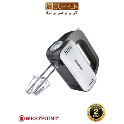 Westpoint - Hand Mixer - WF-9806 - Black & Silver - 500 Watts - Heavy Duty Beaters & Hooks - 5 Speed Turbo Power