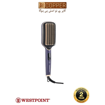 Westpoint - Professional Hair Straightening Brush - WF-6810 - Black & Rose Gold - 65 Watts - Anti-Scald Ceramic Bristles - Ceramic Heated Bristle Brush