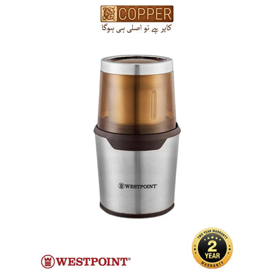 Westpoint - Professional Dry & Wet Grinder - WF-9225 - Stainless Steel & Black - 300 Watts - 80g Dry Cup & 80g Wet Cup - Dual Removable Stainless Steel Cups