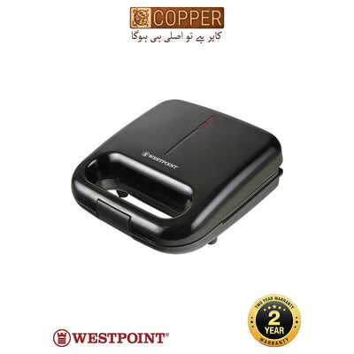 Westpoint - Deluxe Sandwich Toaster - WF-694 - Black & Stainless Steel - 750 Watts - 2 Slice / 4 Cut Sandwiches - Non-Stick Triangle Cut Plates