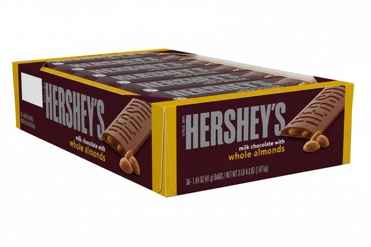 Hershey's - Creamy Milk Chocolate with Whole Almonds - Chocolate Bar - 41g x 36bars - 1470g