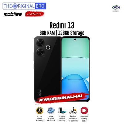 Redmi - 13 - Smartphone - 8GB RAM - 128GB Storage - Black - The Original Bro Mobiles | Jodiabaazar.com