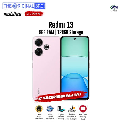 Redmi - 13 - Smartphone - 8GB RAM - 128GB Storage - Pink - The Original Bro Mobiles | Jodiabaazar.com