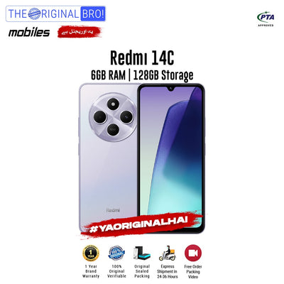 Redmi - 14C - Smartphone - 6GB RAM - 128GB Storage - Purple - The Original Bro Mobiles | Jodiabaazar.com