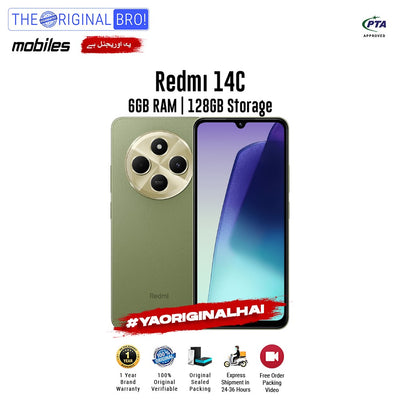 Redmi - 14C - Smartphone - 6GB RAM - 128GB Storage - Green - The Original Bro Mobiles | Jodiabaazar.com