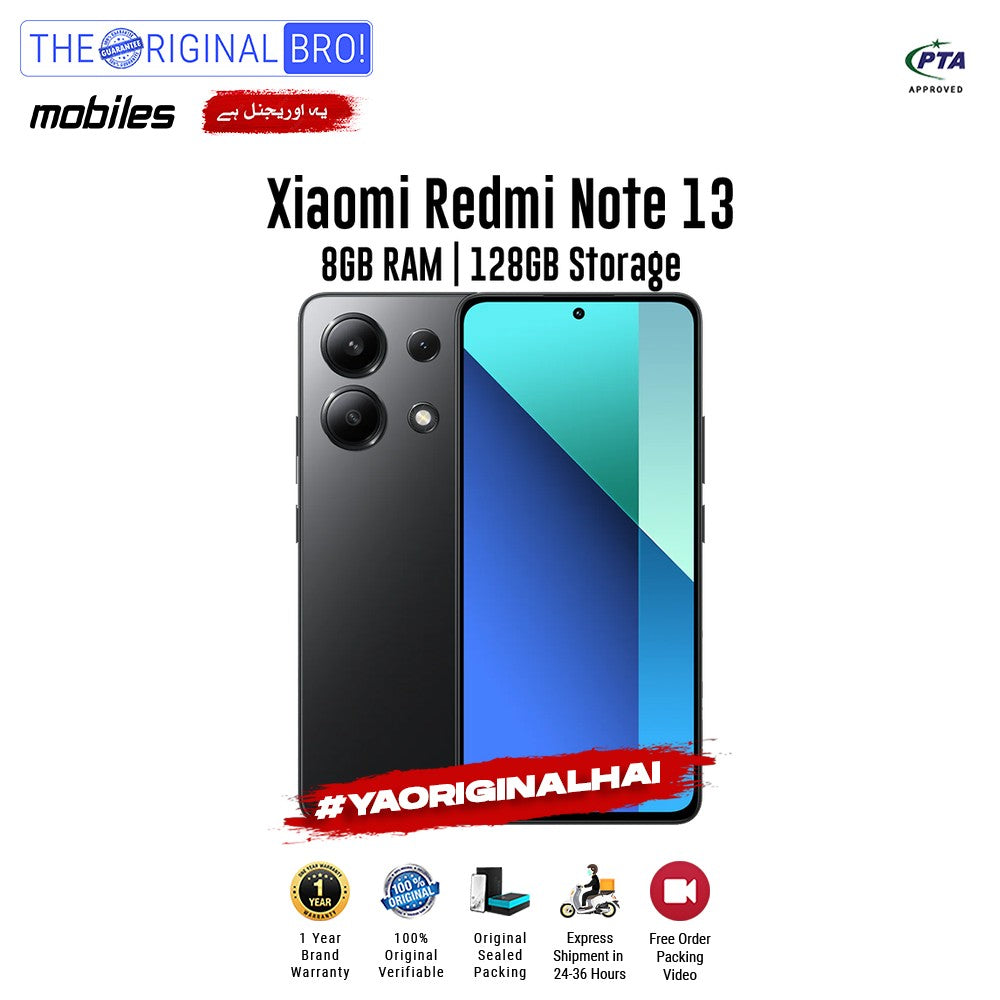 Redmi - Note 13 - 8GB RAM - 128GB Storage - Black - PTA Approved - The Original Bro | Jodiabaazar.com