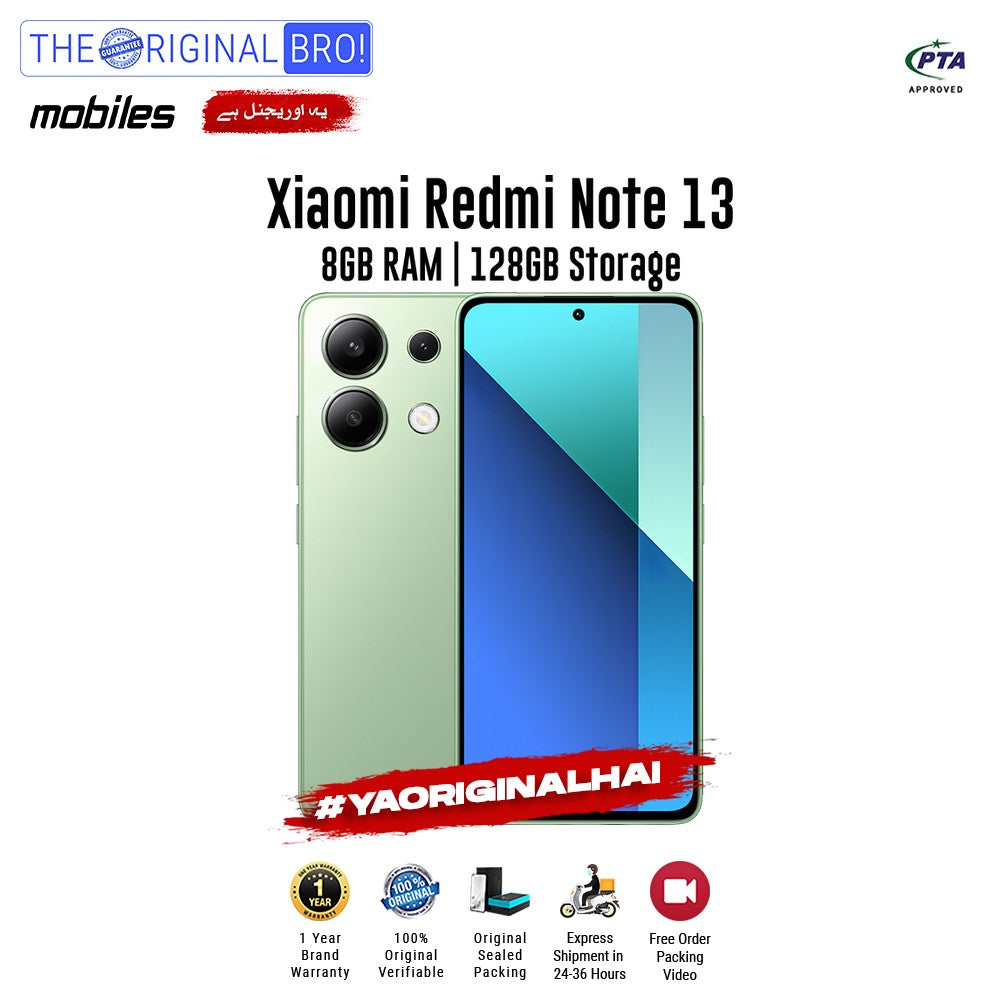 Redmi - Note 13 - 8GB RAM - 128GB Storage - Green - PTA Approved - The Original Bro | Jodiabaazar.com