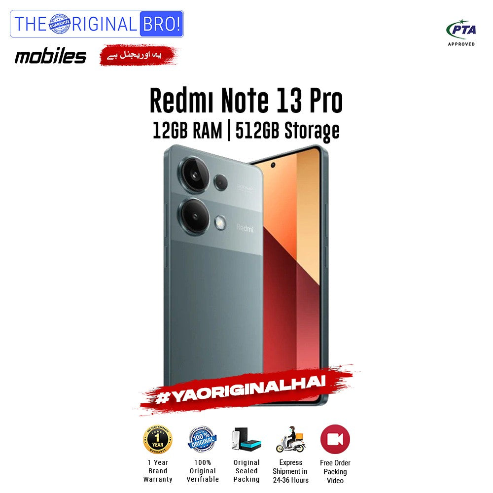 Redmi - Note 13 Pro - 12GB RAM - 512GB Storage - Green - PTA Approved - The Original Bro | Jodiabaazar.com