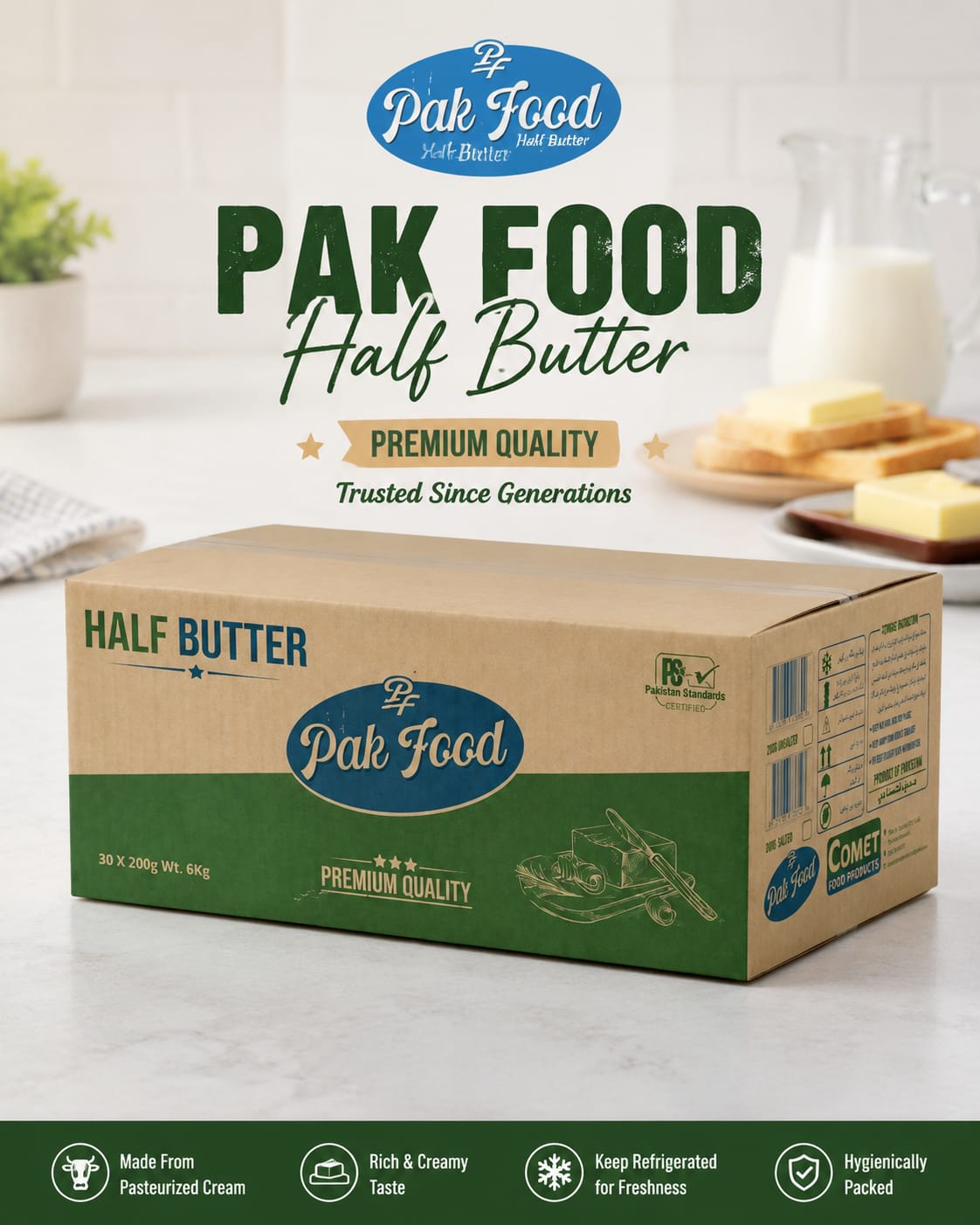 Pak Food Butter 200g Salted/Unsalted 6kg CTN