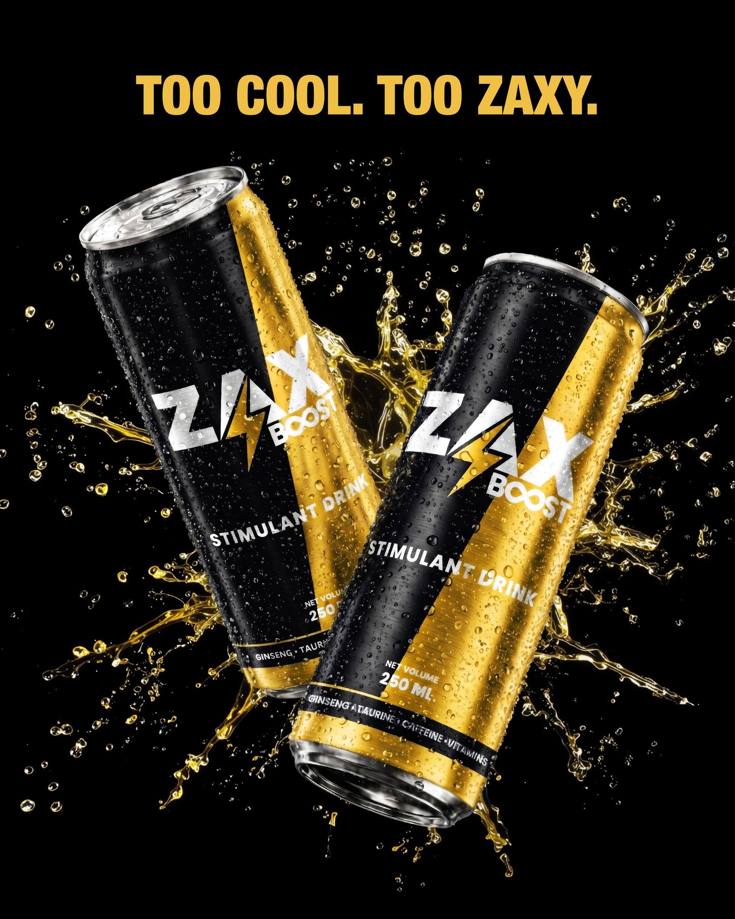 ZAX BOOST - STIMULANT DRINK - Ginseng - Taurine - Caffeine - Vitamins - 250ml x 12 pcs