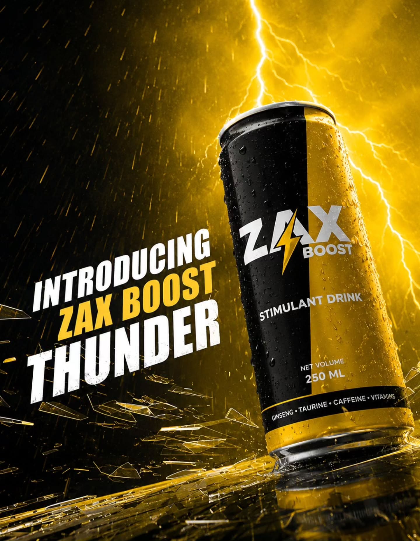 ZAX BOOST - STIMULANT DRINK - Ginseng - Taurine - Caffeine - Vitamins - 250ml x 12 pcs