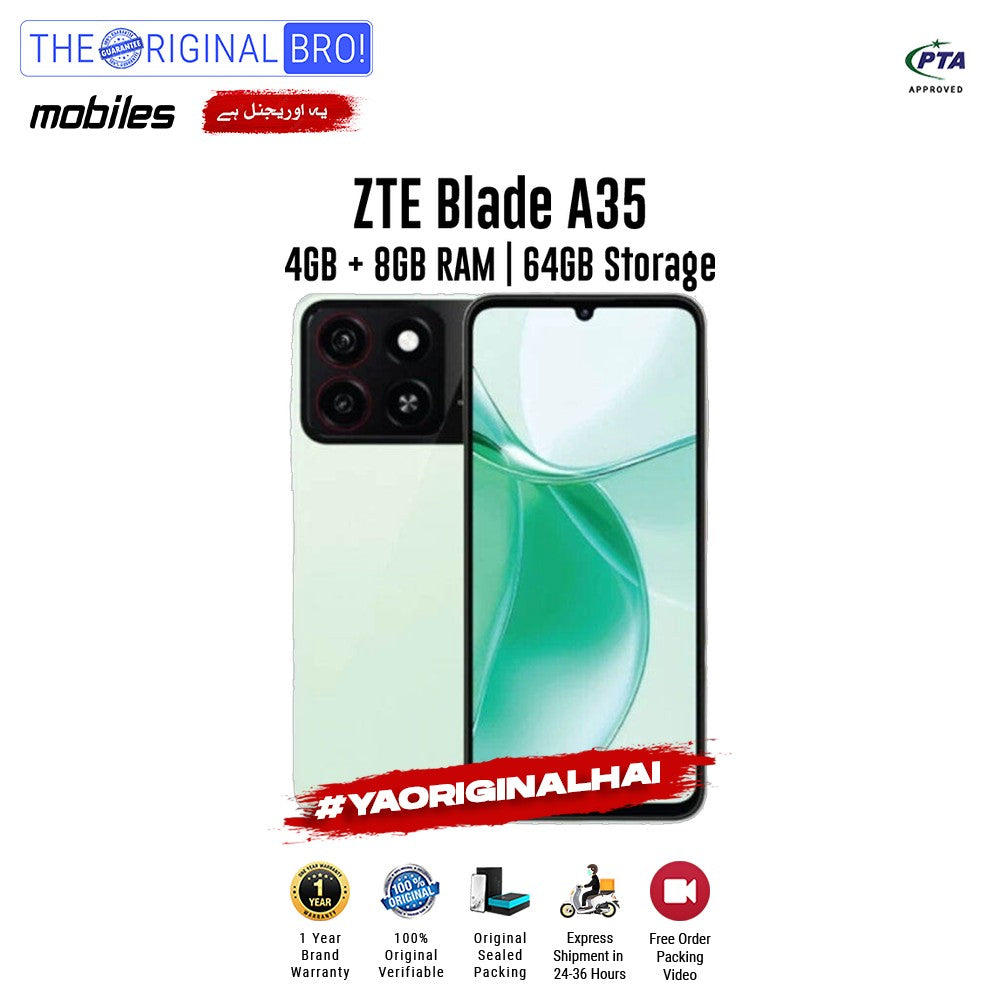 ZTE - Blade A35 - Smartphone - 4GB RAM - 64GB Storage - Green - The Original Bro Mobiles | Jodiabaazar.com