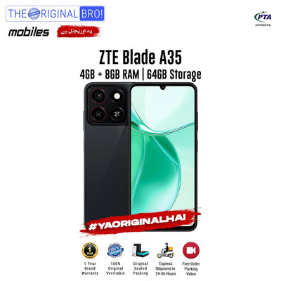 ZTE - Blade A35 - Smartphone - 4GB RAM - 64GB Storage - Black - The Original Bro Mobiles | Jodiabaazar.com