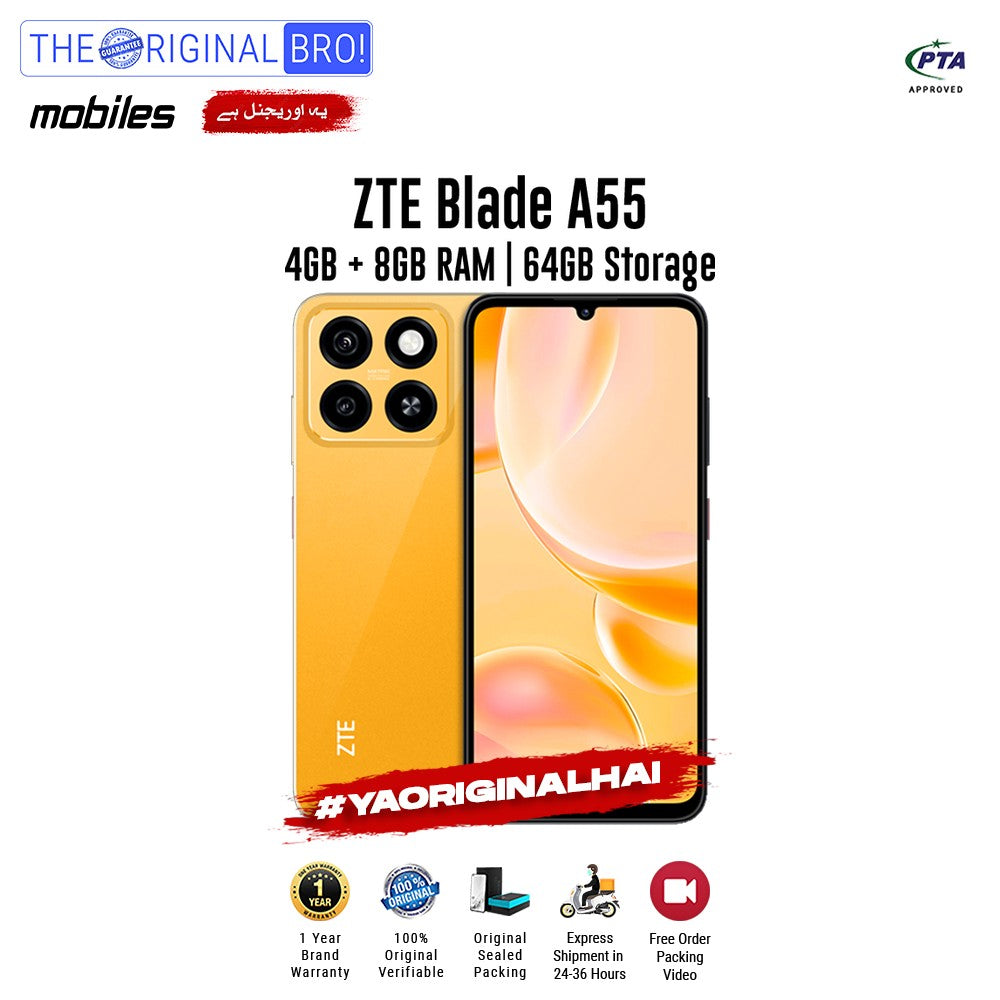 ZTE - Blade A55 - Smartphone - 4GB RAM - 64GB Storage - Orange - The Original Bro Mobiles | Jodiabaazar.com