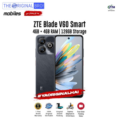 ZTE - Blade V60 Smart - Smartphone - 4GB RAM - 128GB Storage - Black - The Original Bro Mobiles | Jodiabaazar.com