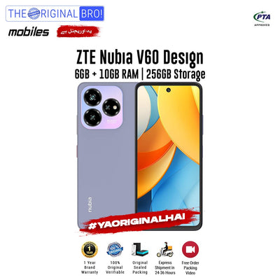 ZTE - Nubia V60 Design - Smartphone - 6GB RAM - 256GB Storage - Violet - The Original Bro Mobiles | Jodiabaazar.com