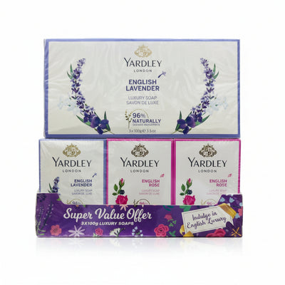 YARDLEY London - ENGLISH LAVENDER & ENGLISH ROSE - Luxury SOAP - 3 x 100g / 3.5oz