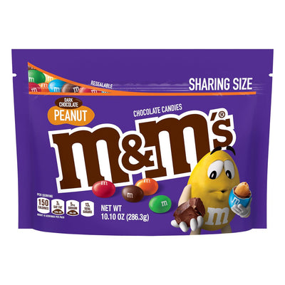 M&Ms - Dark Chocolate Peanut - Chocolate Candy - Sharing Size - Pouch - 286 GM
