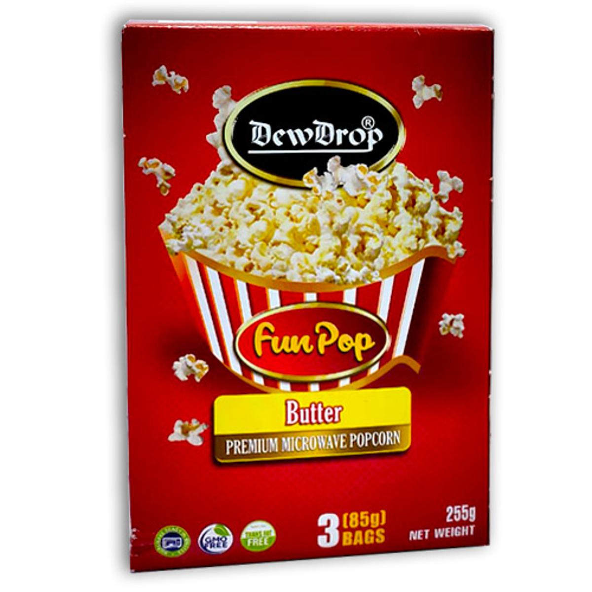 Dewdrop -  Popcorn 3In1 Box 255Gm Butter- Pack Of 14