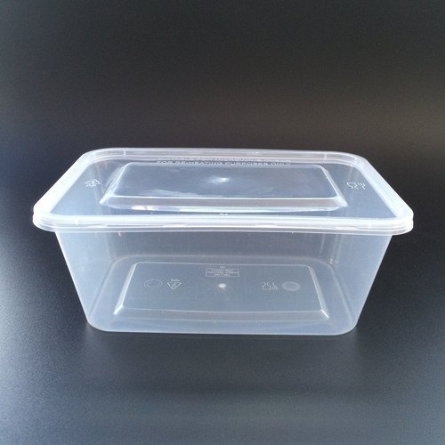 1000 ML - Container Boxes -Transparent Plain - Plastic Disposable Food Container With Lid - 250 Pcs