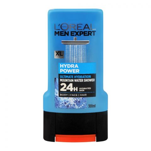 L'Oreal Paris - Men Expert -  Hydra Power - Body + Face + Hair Shower Gel -  Ultimate Hydration Mountain Water- 300 ML
