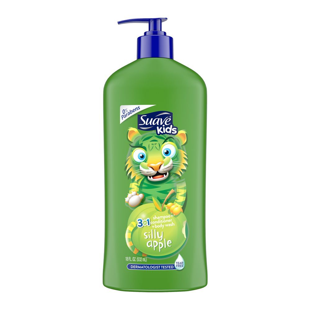 Suave Kids - Silly Apple - 3 In 1 - Shampoo + Conditioner +Body Wash - 532 ML (18 fl)