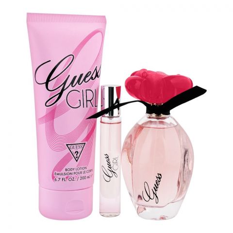 Guess Girl Gift Set for Women - Eau De Toilette 100ml + Body Lotion 200ml + Travel Spray 15ml